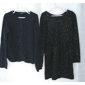 GAP Girls Clothing, Black Glitter Dress + Cardigan